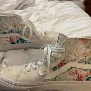 Vans White High-Top Sneakers with Floral Panels